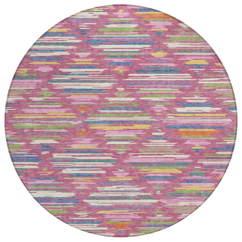 Machine Washable Indoor/Outdoor Chantille ACN2502 Pink 8' x 8' Round Rug. Picture 1