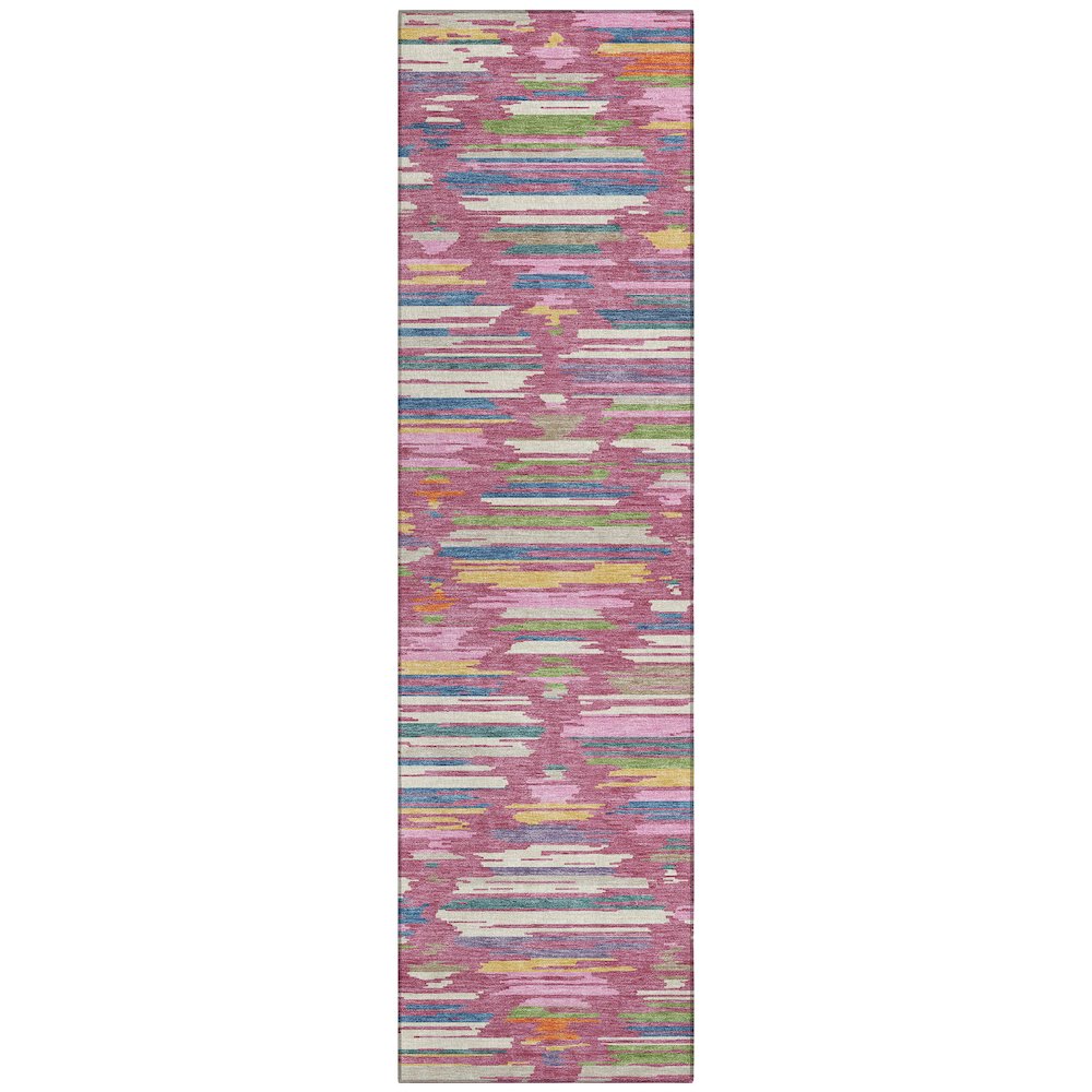 Machine Washable Indoor/Outdoor Chantille ACN2502 Pink 2'3" x 7'6" Runner Rug. Picture 1