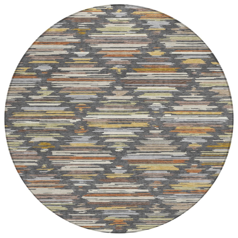 Machine Washable Indoor/Outdoor Chantille ACN2502 Gray 8' x 8' Round Rug. Picture 1