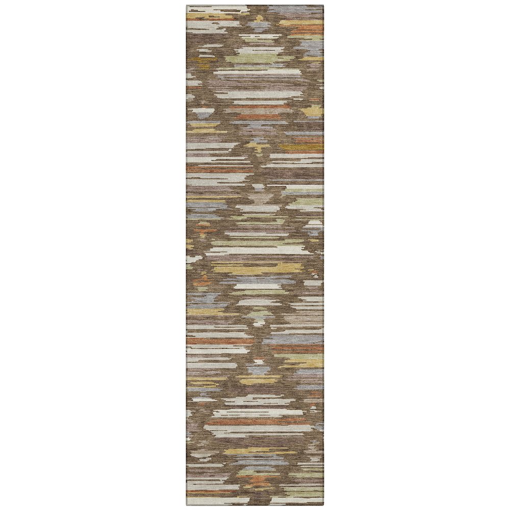 Machine Washable Indoor/Outdoor Chantille ACN2502 Brown 2'3" x 7'6" Runner Rug. Picture 1