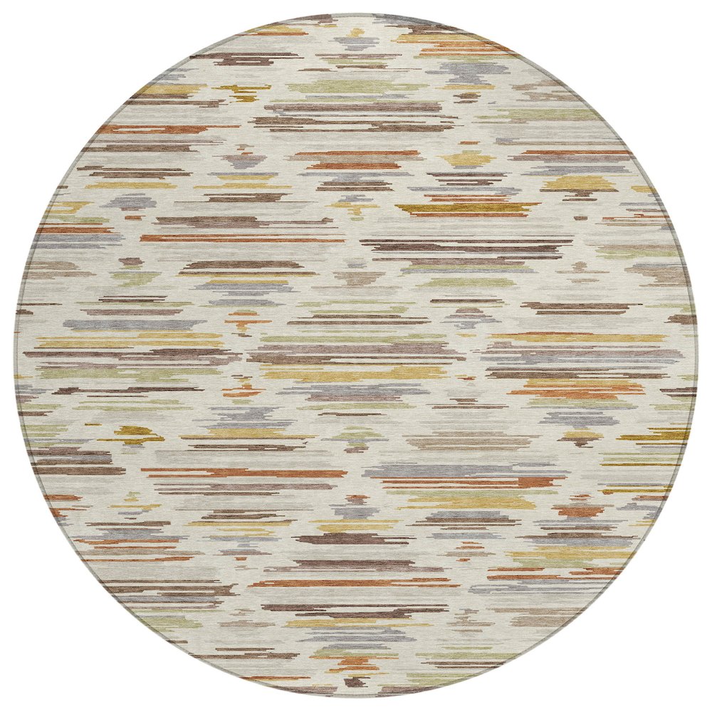 Machine Washable Indoor/Outdoor Chantille ACN2502 Ivory 8' x 8' Round Rug. Picture 1