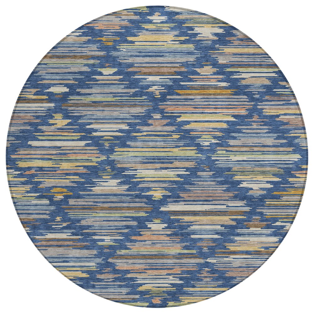 Machine Washable Indoor/Outdoor Chantille ACN2502 Blue 8' x 8' Round Rug. Picture 1