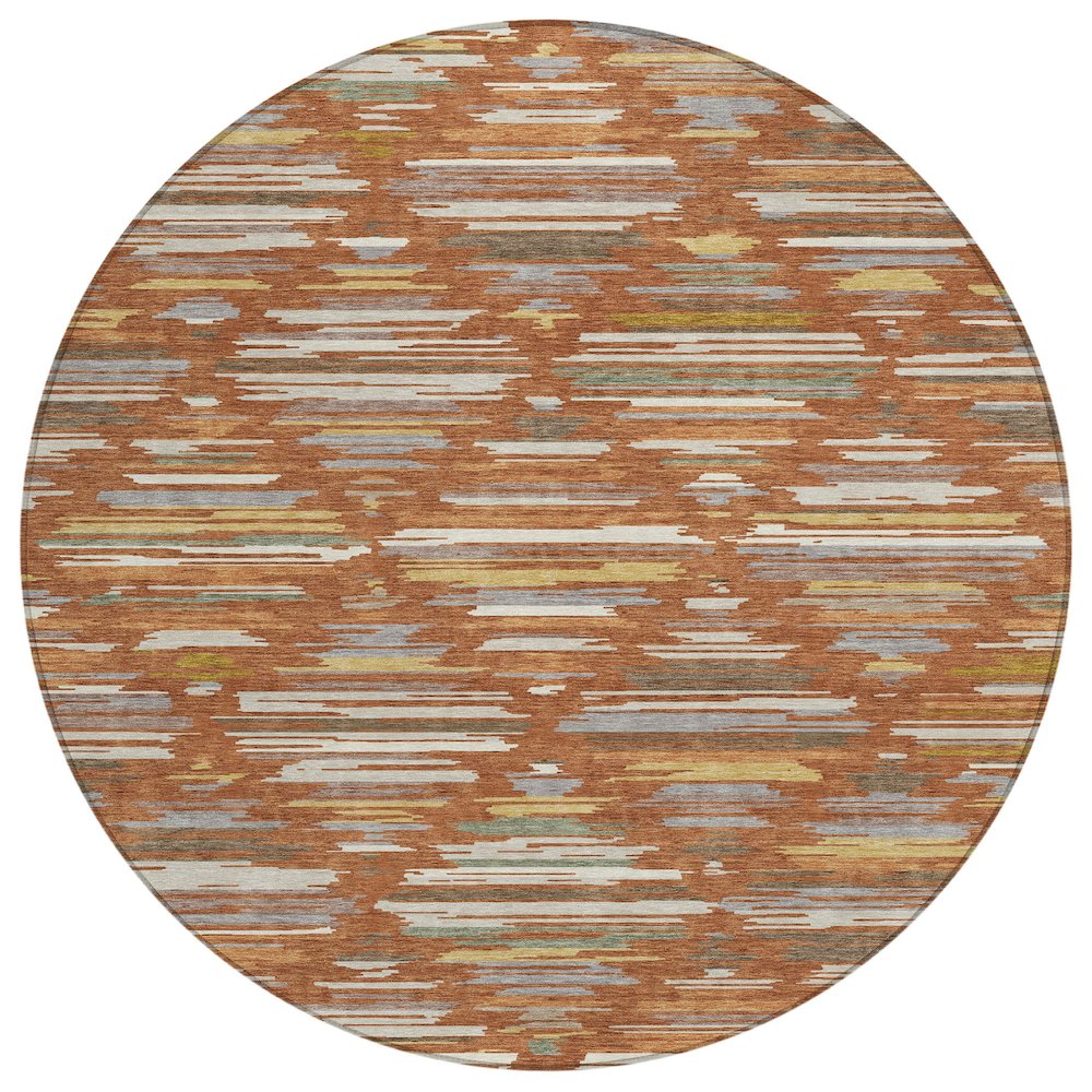 Machine Washable Indoor/Outdoor Chantille ACN2502 Orange 8' x 8' Round Rug. Picture 1