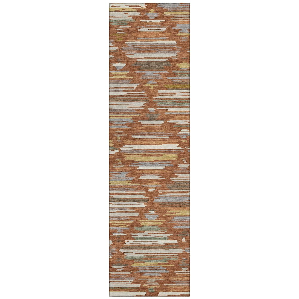 Machine Washable Indoor/Outdoor Chantille ACN2502 Orange 2'3" x 7'6" Runner Rug. Picture 1