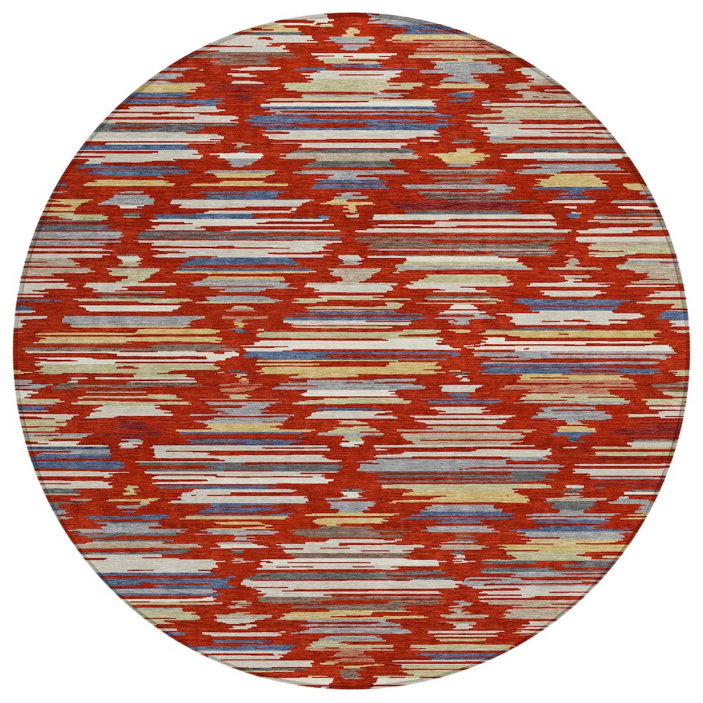 Machine Washable Indoor/Outdoor Chantille ACN2502 Red 8' x 8' Round Rug. Picture 1