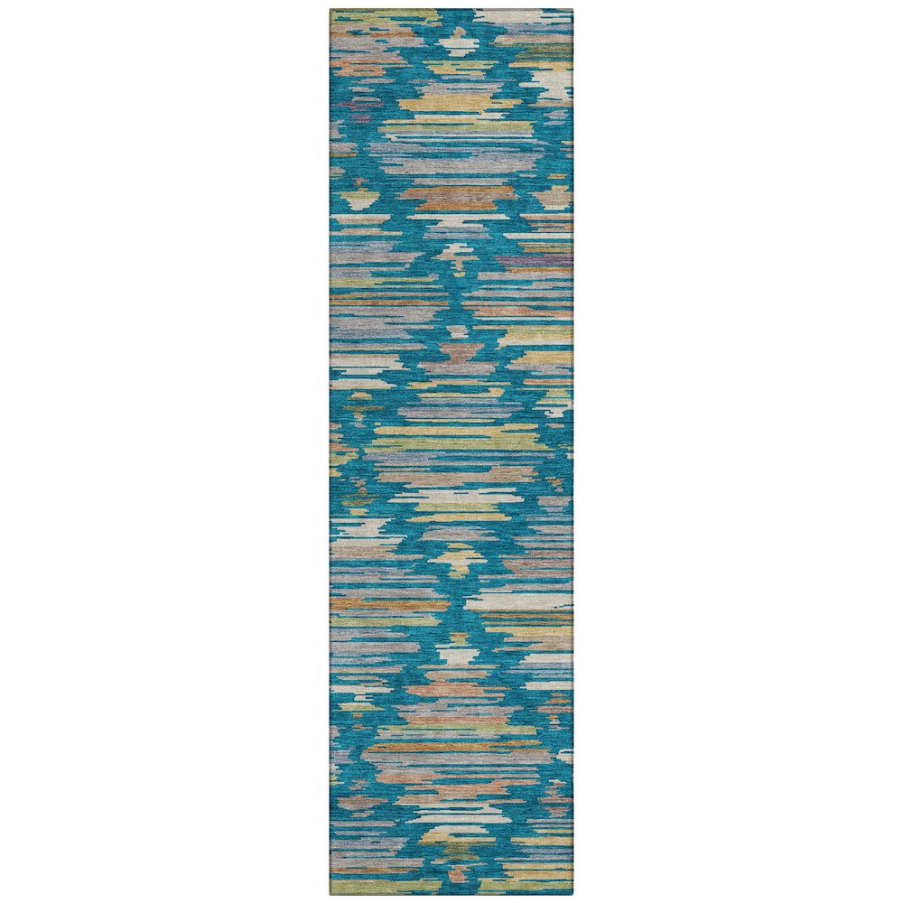 Machine Washable Indoor/Outdoor Chantille ACN2502 Teal 2'3" x 7'6" Runner Rug. Picture 1