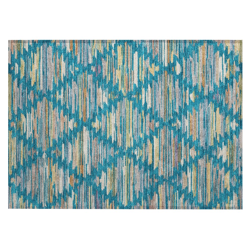 Machine Washable Indoor/Outdoor Chantille ACN2502 Teal 1'8" x 2'6" Rug. Picture 1