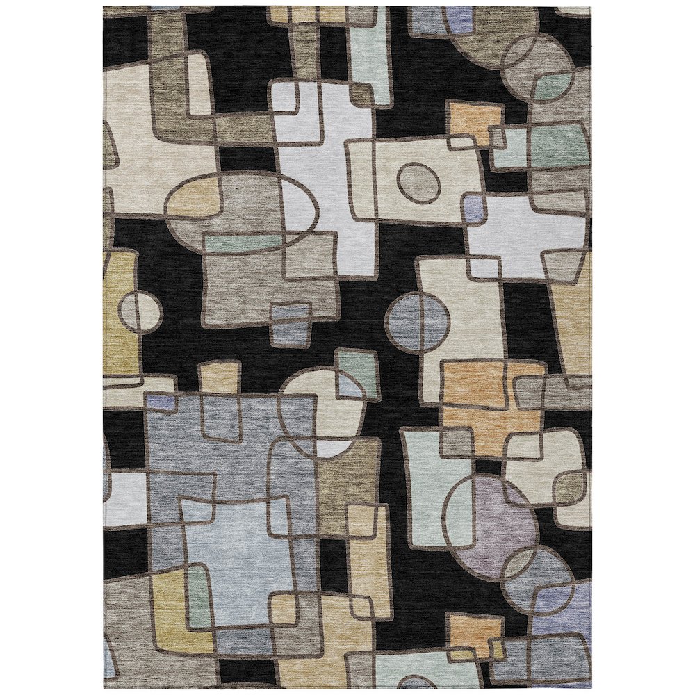 Machine Washable Indoor/Outdoor Chantille ACN2503 Black 2'6" x 3'10" Rug. Picture 1