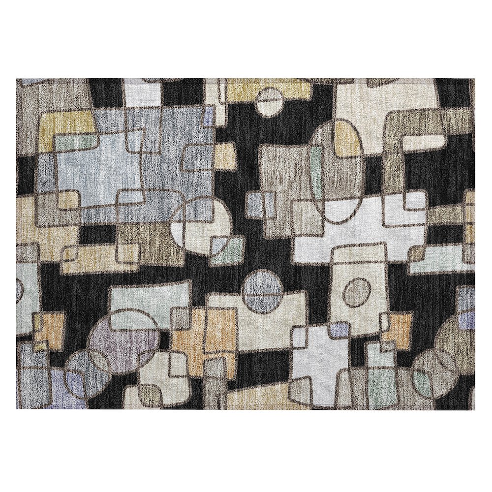 Machine Washable Indoor/Outdoor Chantille ACN2503 Black 1'8" x 2'6" Rug. Picture 1