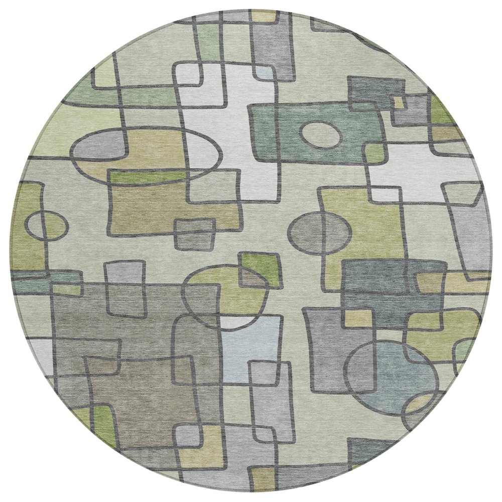 Machine Washable Indoor/Outdoor Chantille ACN2503 Green 8' x 8' Round Rug. Picture 1