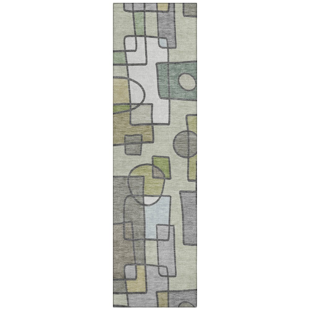 Machine Washable Indoor/Outdoor Chantille ACN2503 Green 2'3" x 7'6" Runner Rug. Picture 1