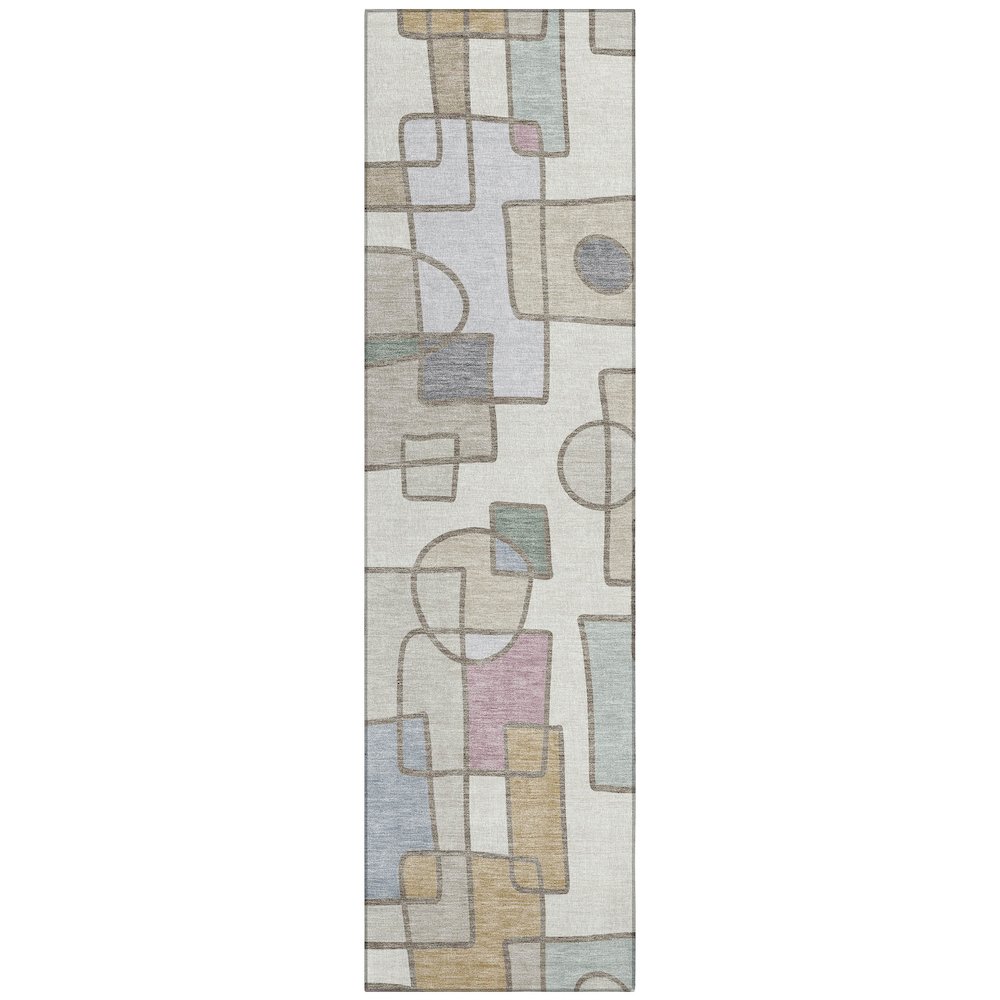 Machine Washable Indoor/Outdoor Chantille ACN2503 Ivory 2'3" x 7'6" Runner Rug. Picture 1