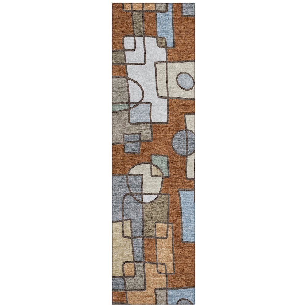 Machine Washable Indoor/Outdoor Chantille ACN2503 Orange 2'3" x 7'6" Runner Rug. Picture 1