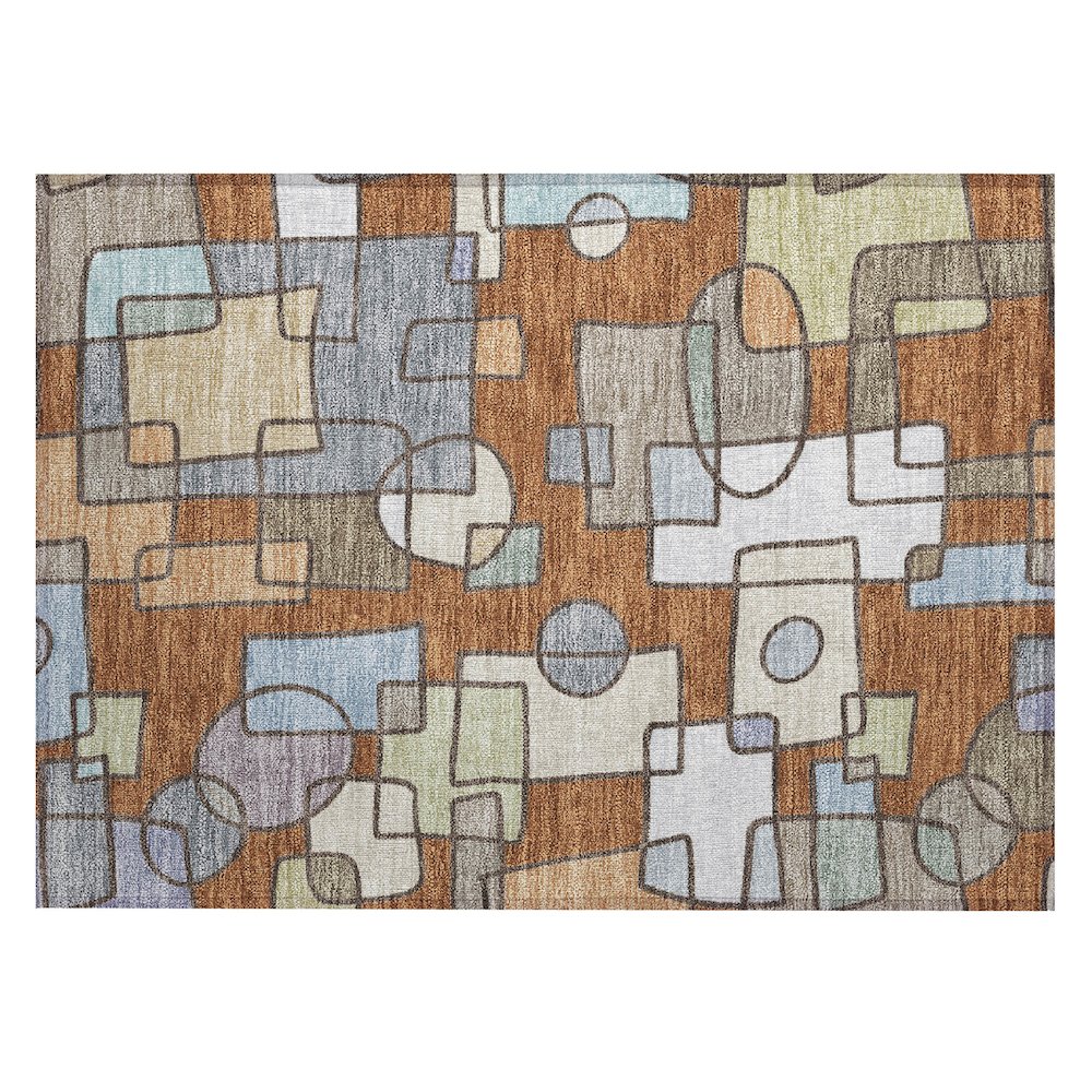 Machine Washable Indoor/Outdoor Chantille ACN2503 Orange 1'8" x 2'6" Rug. Picture 1