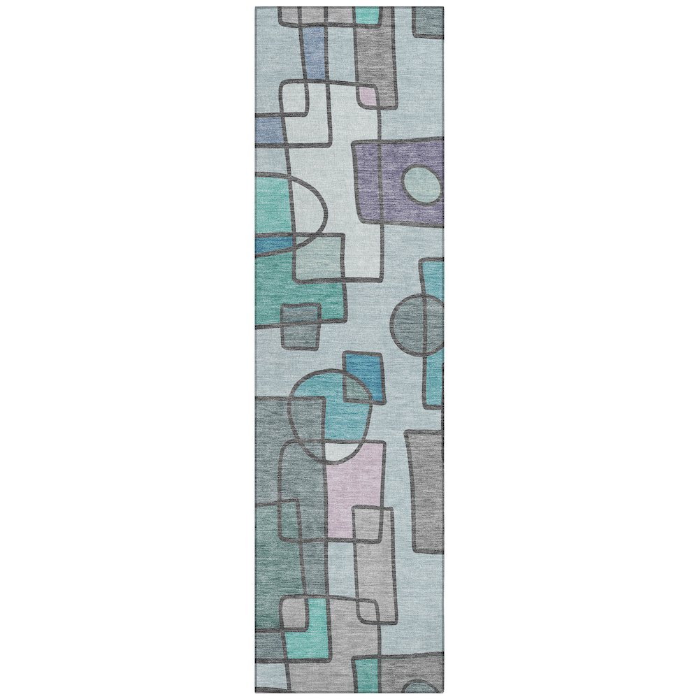 Machine Washable Indoor/Outdoor Chantille ACN2503 Teal 2'3" x 7'6" Runner Rug. Picture 1