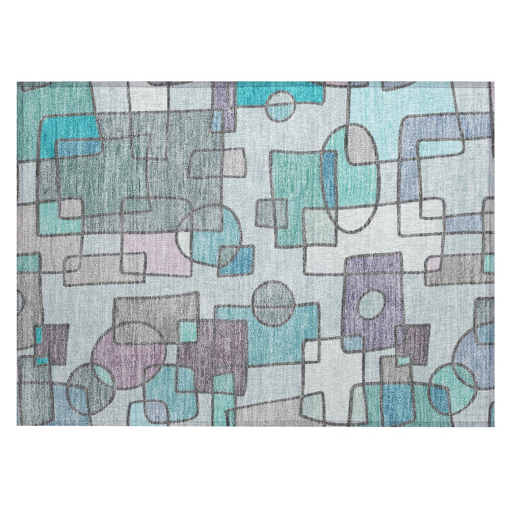 Machine Washable Indoor/Outdoor Chantille ACN2503 Teal 1'8" x 2'6" Rug. Picture 1