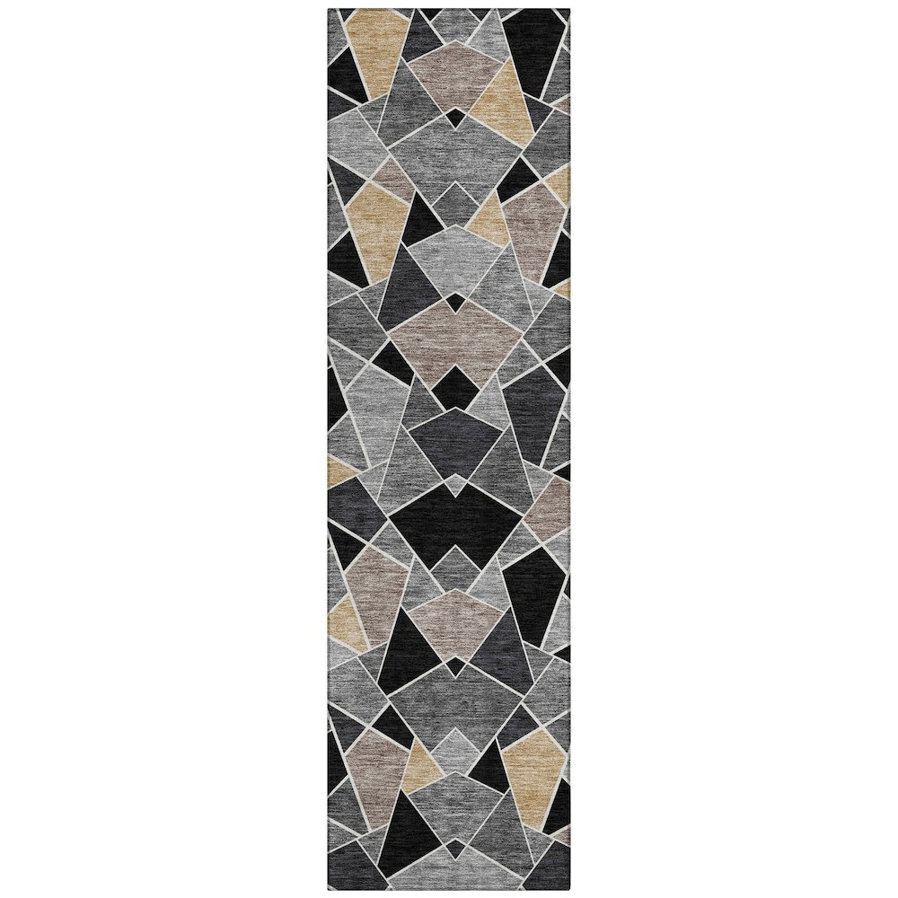 Machine Washable Indoor/Outdoor Chantille ACN2504 Black 2'3" x 7'6" Runner Rug. Picture 1