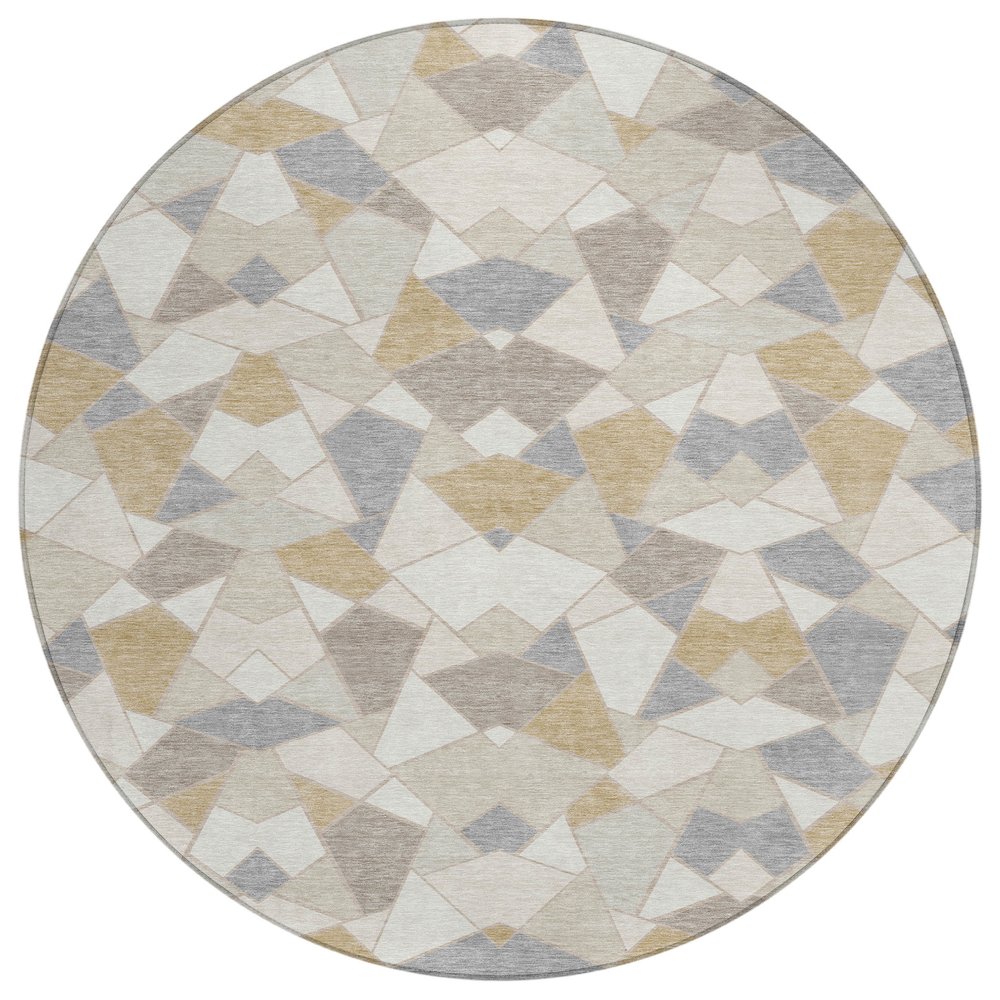 Machine Washable Indoor/Outdoor Chantille ACN2504 Ivory 8' x 8' Round Rug. Picture 1