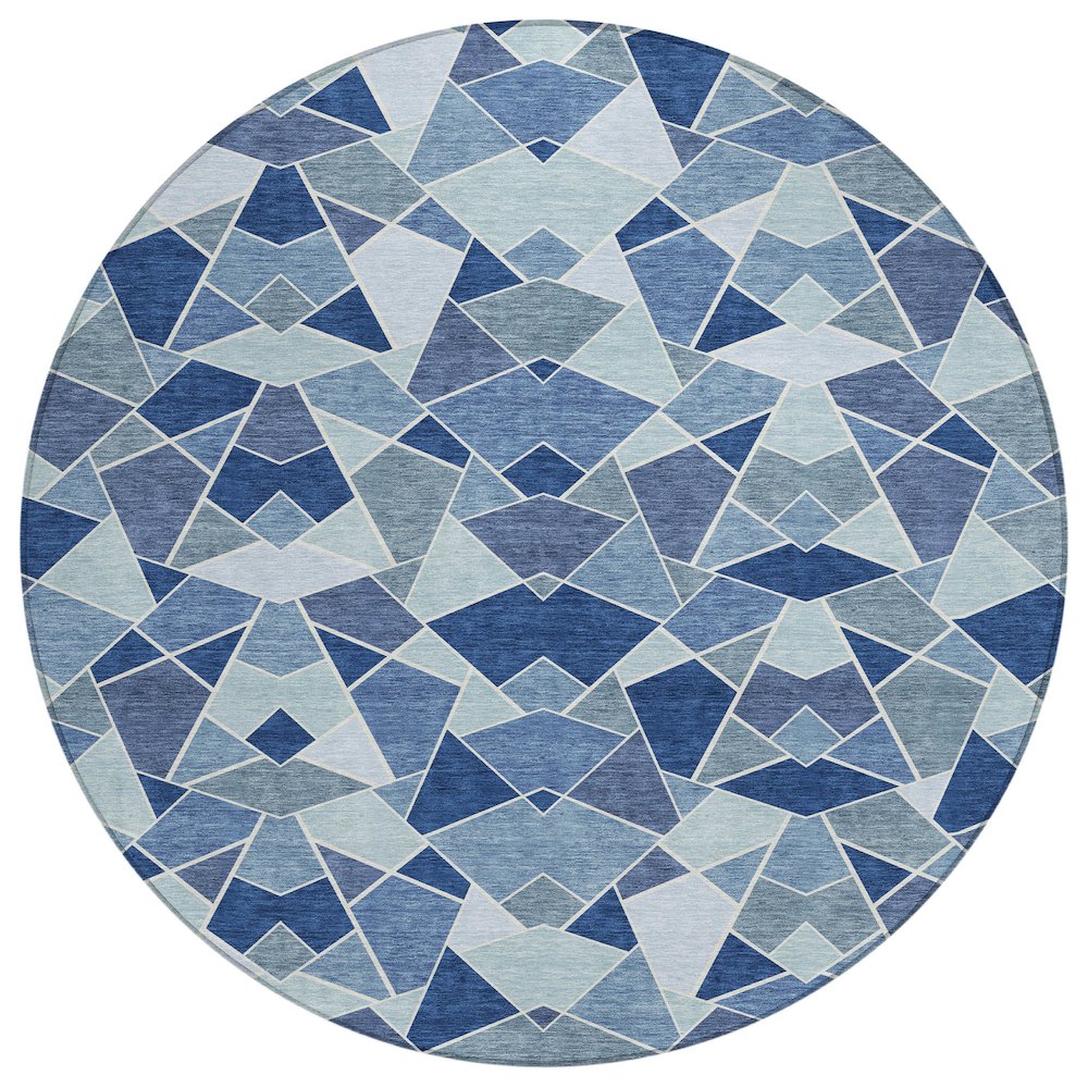 Machine Washable Indoor/Outdoor Chantille ACN2504 Blue 8' x 8' Round Rug. Picture 1