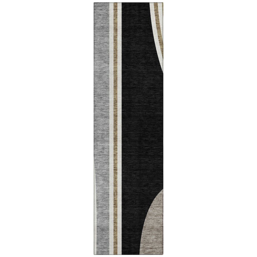 Machine Washable Indoor/Outdoor Chantille ACN2505 Black 2'3" x 7'6" Runner Rug. Picture 1