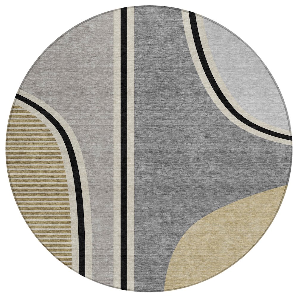 Machine Washable Indoor/Outdoor Chantille ACN2505 Gray 8' x 8' Round Rug. Picture 1