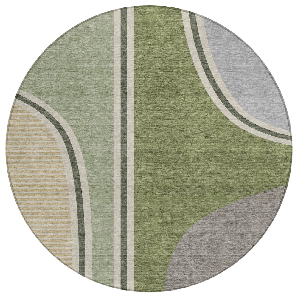 Machine Washable Indoor/Outdoor Chantille ACN2505 Green 8' x 8' Round Rug. Picture 1