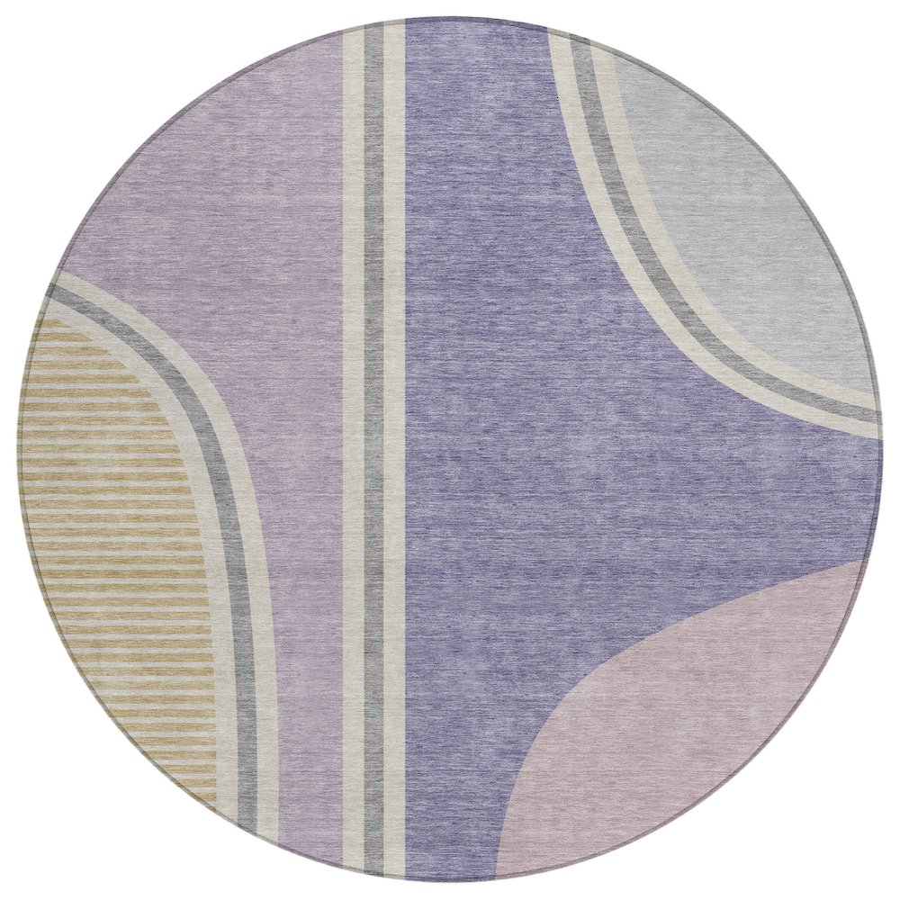 Machine Washable Indoor/Outdoor Chantille ACN2505 Purple 8' x 8' Round Rug. Picture 1