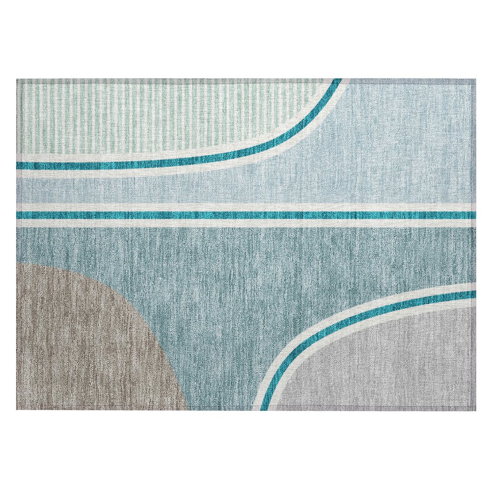 Machine Washable Indoor/Outdoor Chantille ACN2505 Teal 1'8" x 2'6" Rug. Picture 1