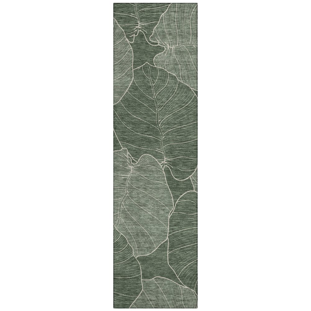Machine Washable Indoor/Outdoor Chantille ACN2506 Green 2'3" x 7'6" Runner Rug. Picture 1