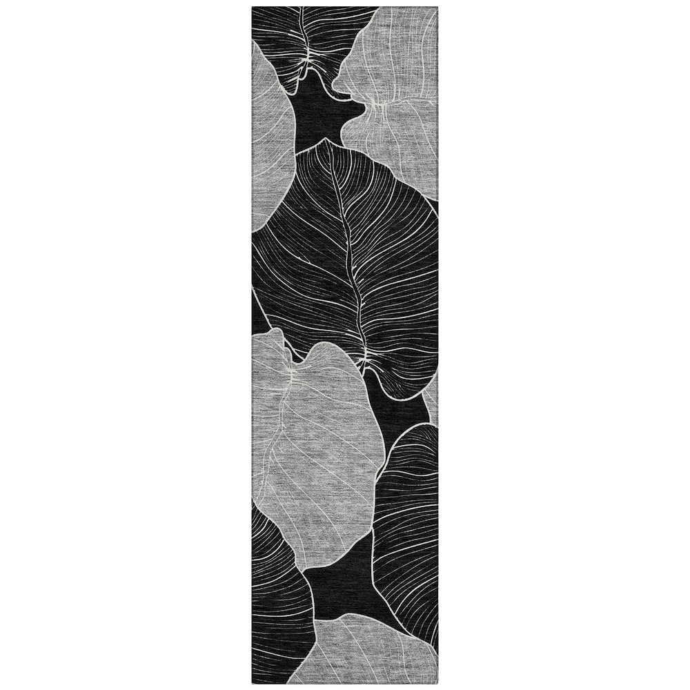 Machine Washable Indoor/Outdoor Chantille ACN2506 Black 2'3" x 7'6" Runner Rug. Picture 1