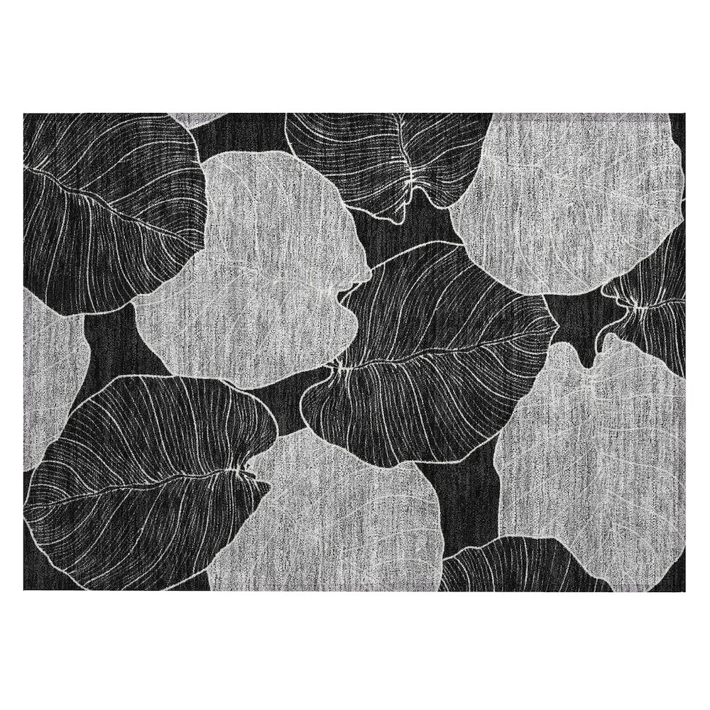 Machine Washable Indoor/Outdoor Chantille ACN2506 Black 1'8" x 2'6" Rug. Picture 1