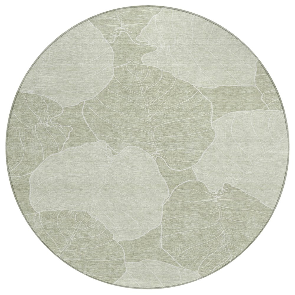 Machine Washable Indoor/Outdoor Chantille ACN2506 Green 8' x 8' Round Rug. Picture 1