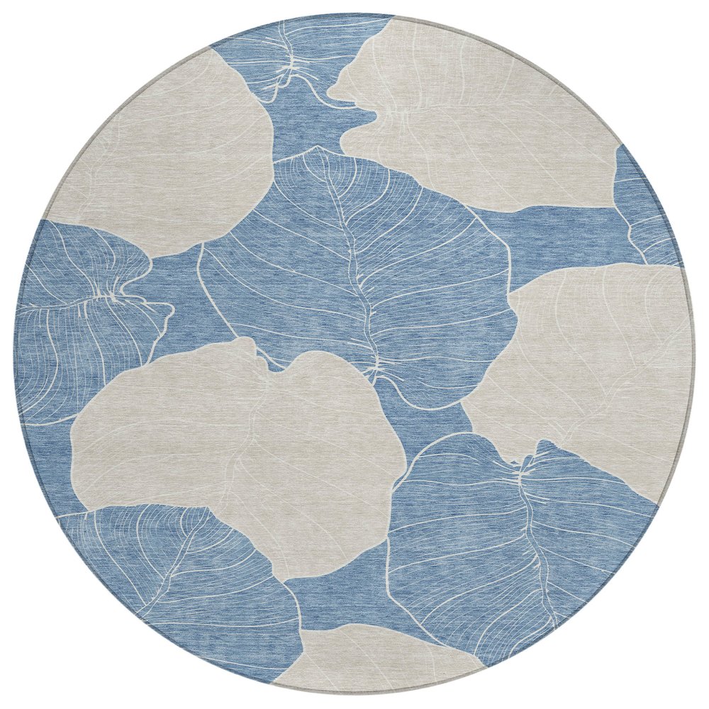 Machine Washable Indoor/Outdoor Chantille ACN2506 Blue 8' x 8' Round Rug. Picture 1