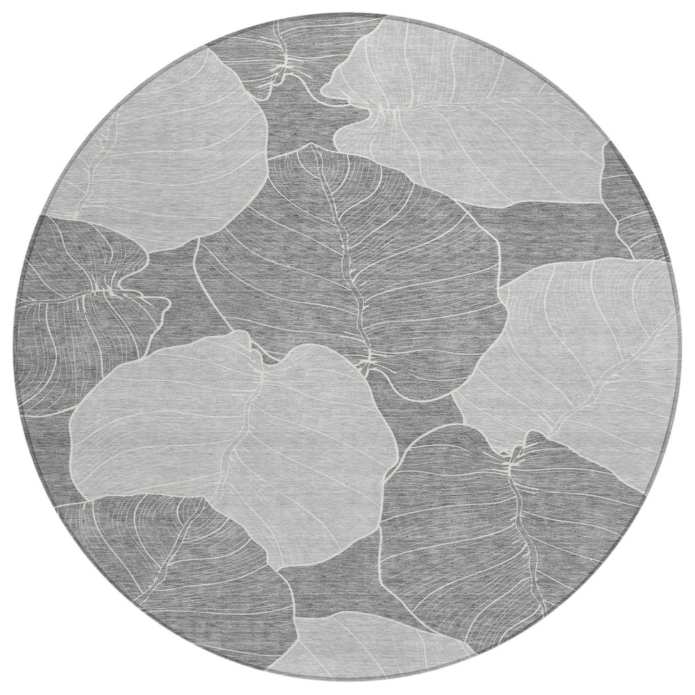 Machine Washable Indoor/Outdoor Chantille ACN2506 Gray 8' x 8' Round Rug. Picture 1