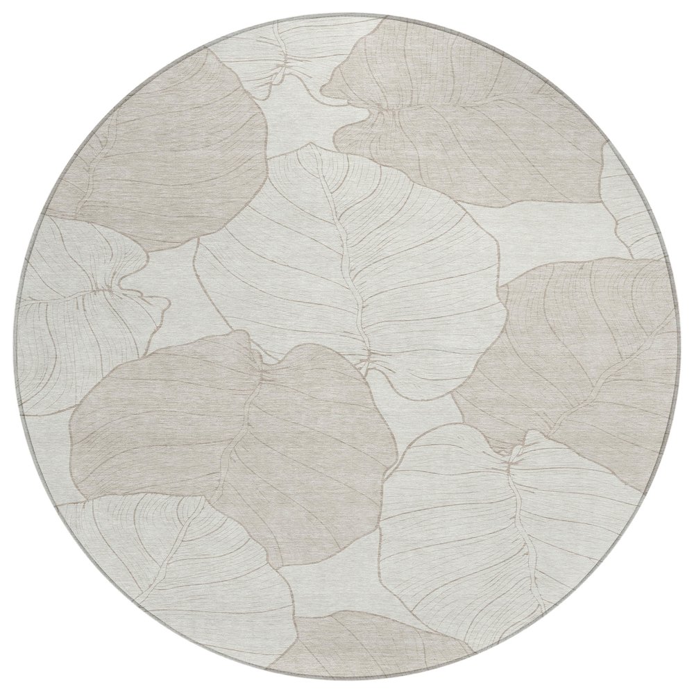 Machine Washable Indoor/Outdoor Chantille ACN2506 Ivory 8' x 8' Round Rug. Picture 1