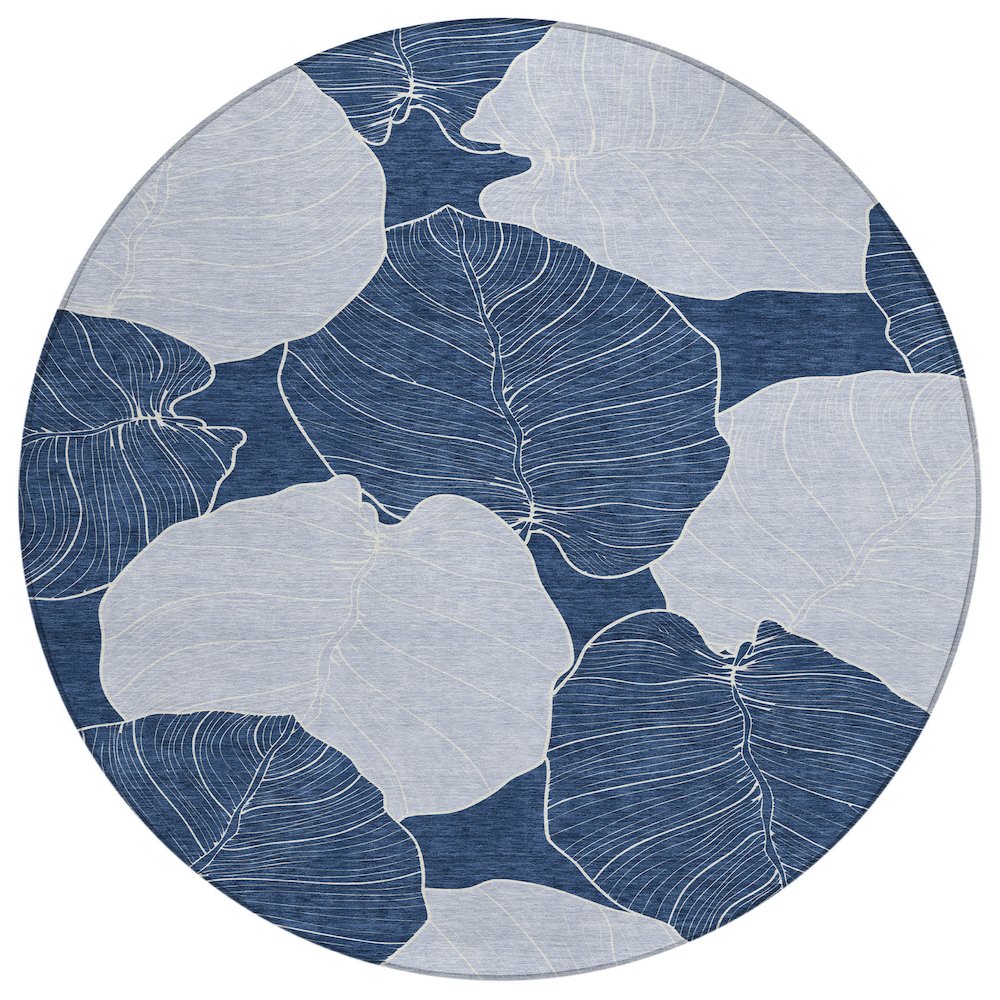 Machine Washable Indoor/Outdoor Chantille ACN2506 Blue 8' x 8' Round Rug. Picture 1