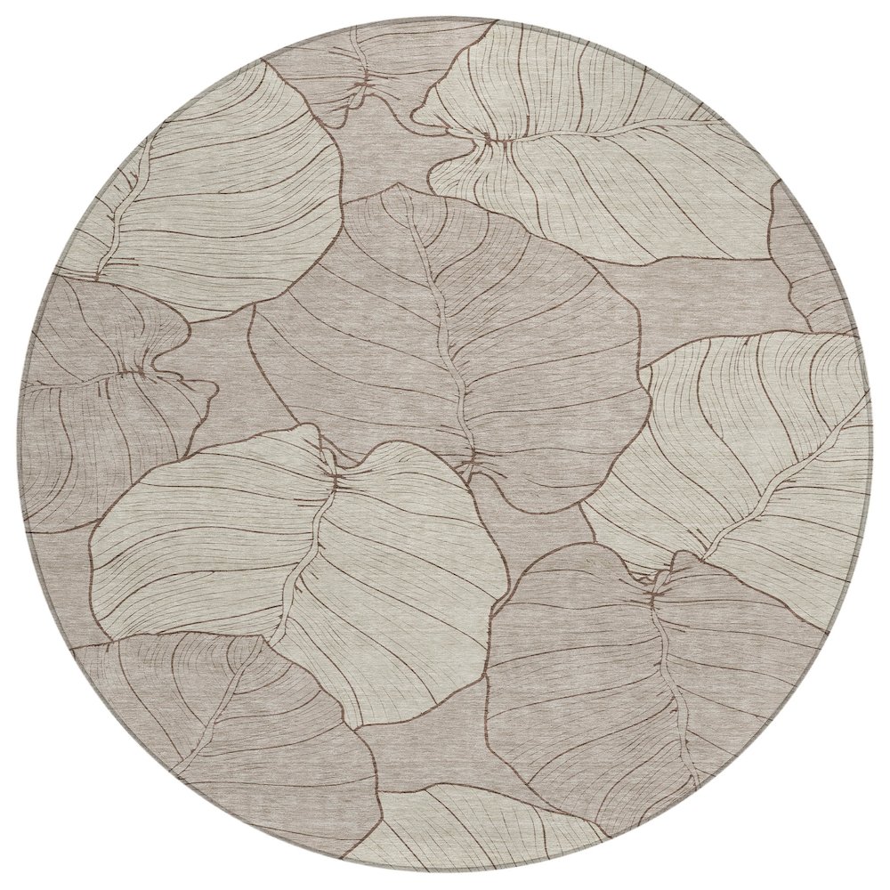 Machine Washable Indoor/Outdoor Chantille ACN2506 Brown 8' x 8' Round Rug. Picture 1