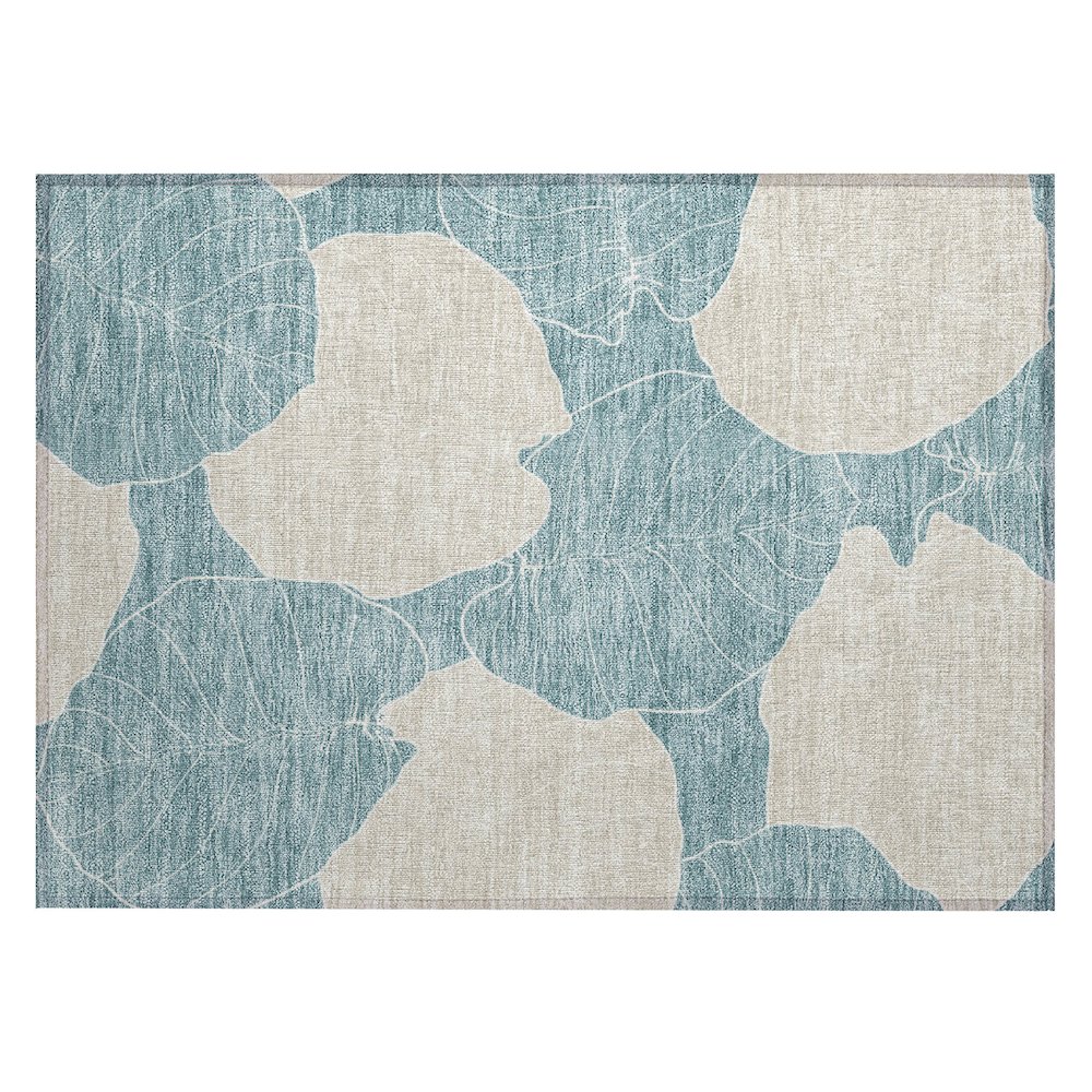 Machine Washable Indoor/Outdoor Chantille ACN2506 Teal 1'8" x 2'6" Rug. Picture 1