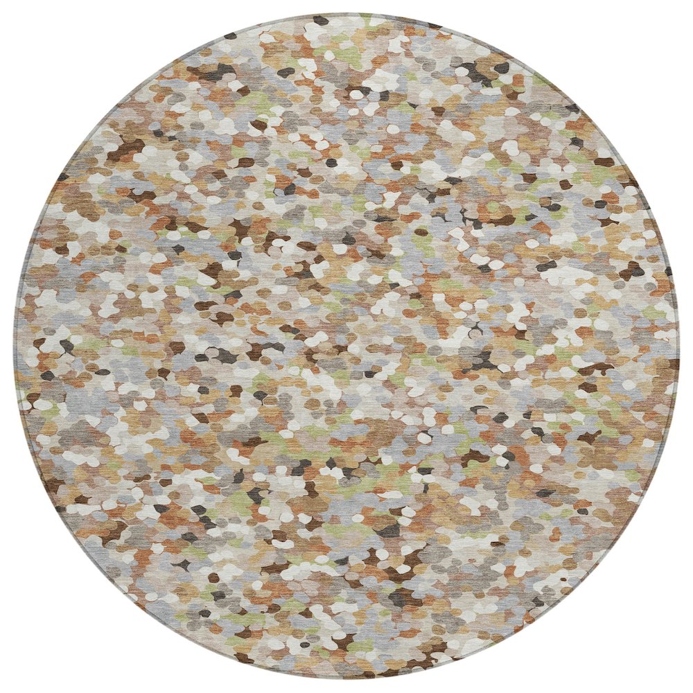 Machine Washable Indoor/Outdoor Chantille ACN2507 Brown 8' x 8' Round Rug. Picture 1