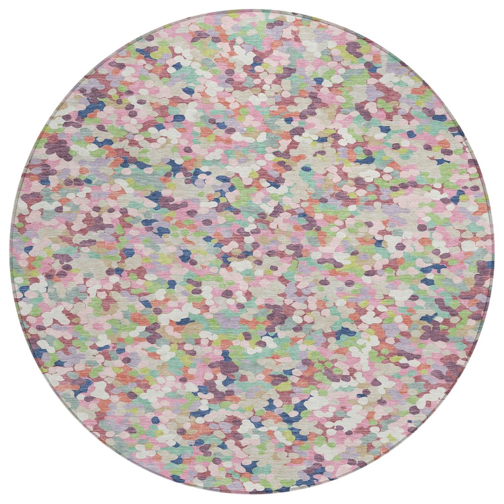 Machine Washable Indoor/Outdoor Chantille ACN2507 Pink 8' x 8' Round Rug. Picture 1