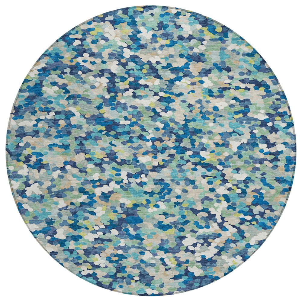 Machine Washable Indoor/Outdoor Chantille ACN2507 Blue 8' x 8' Round Rug. Picture 1