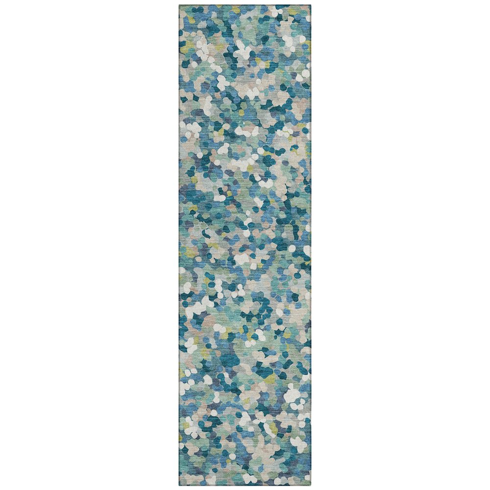 Machine Washable Indoor/Outdoor Chantille ACN2507 Teal 2'3" x 7'6" Runner Rug. Picture 1