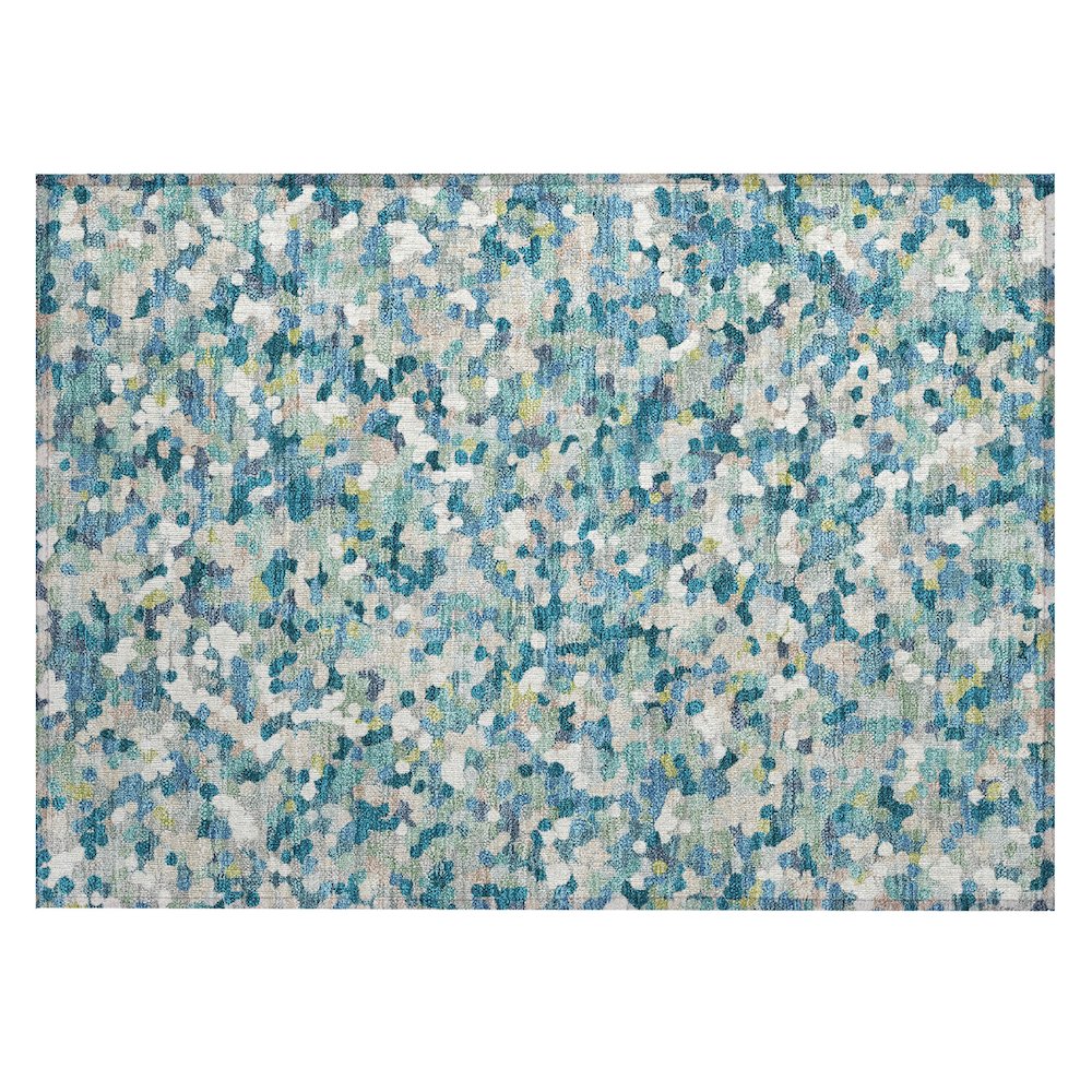Machine Washable Indoor/Outdoor Chantille ACN2507 Teal 1'8" x 2'6" Rug. Picture 1