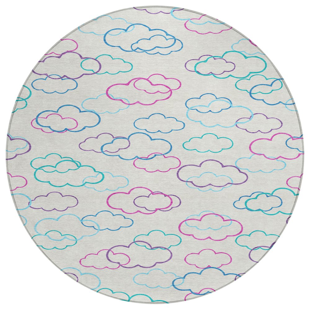 Machine Washable Indoor/Outdoor Chantille ACN2508 Ivory 8' x 8' Round Rug. Picture 1