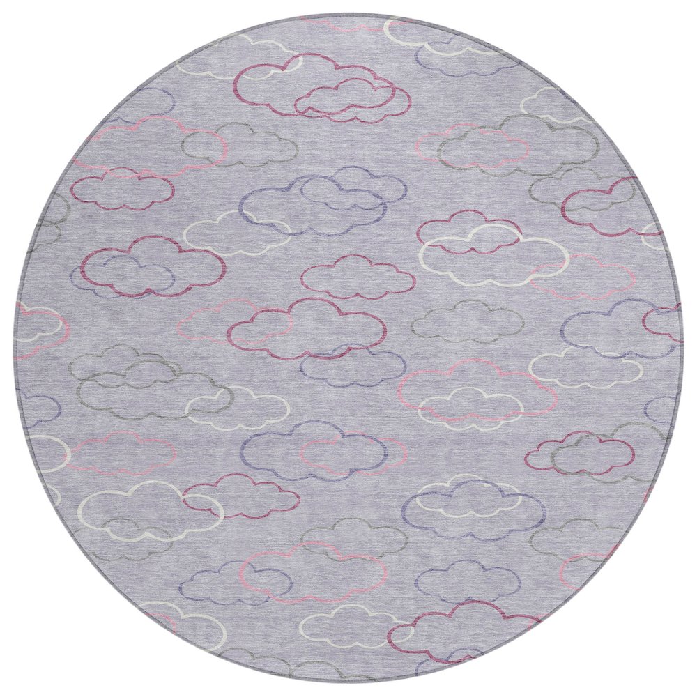 Machine Washable Indoor/Outdoor Chantille ACN2508 Purple 8' x 8' Round Rug. Picture 1