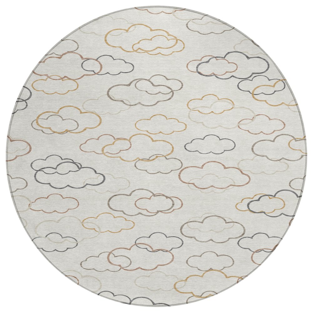 Machine Washable Indoor/Outdoor Chantille ACN2508 Ivory 8' x 8' Round Rug. Picture 1