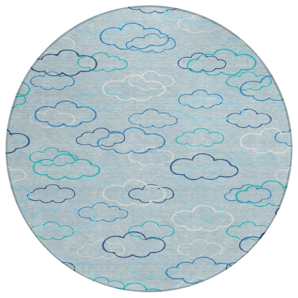 Machine Washable Indoor/Outdoor Chantille ACN2508 Blue 8' x 8' Round Rug. Picture 1