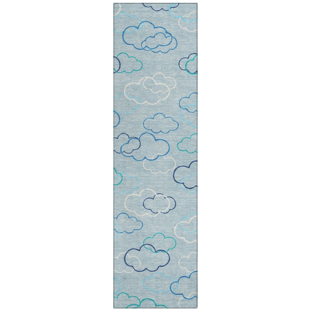 Machine Washable Indoor/Outdoor Chantille ACN2508 Blue 2'3" x 7'6" Runner Rug. Picture 1