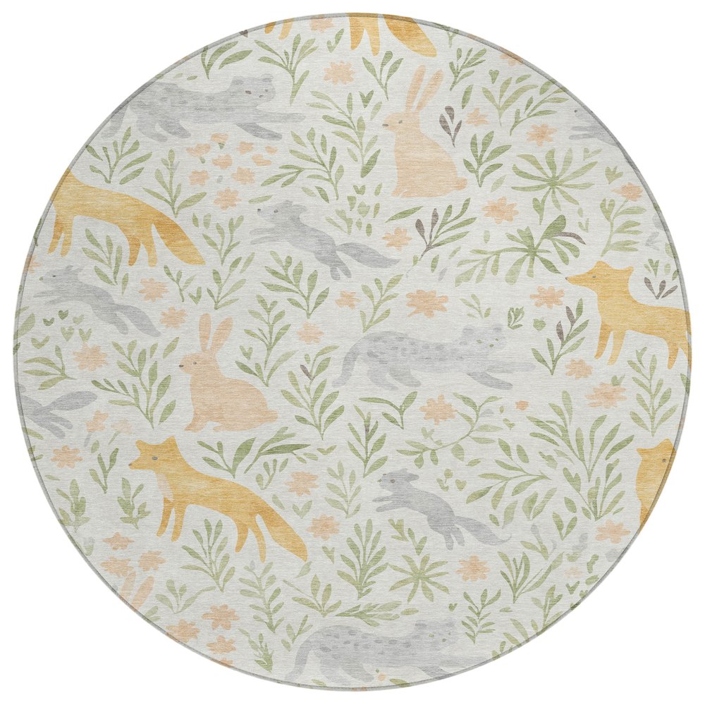 Machine Washable Indoor/Outdoor Chantille ACN2509 Ivory 8' x 8' Round Rug. Picture 1