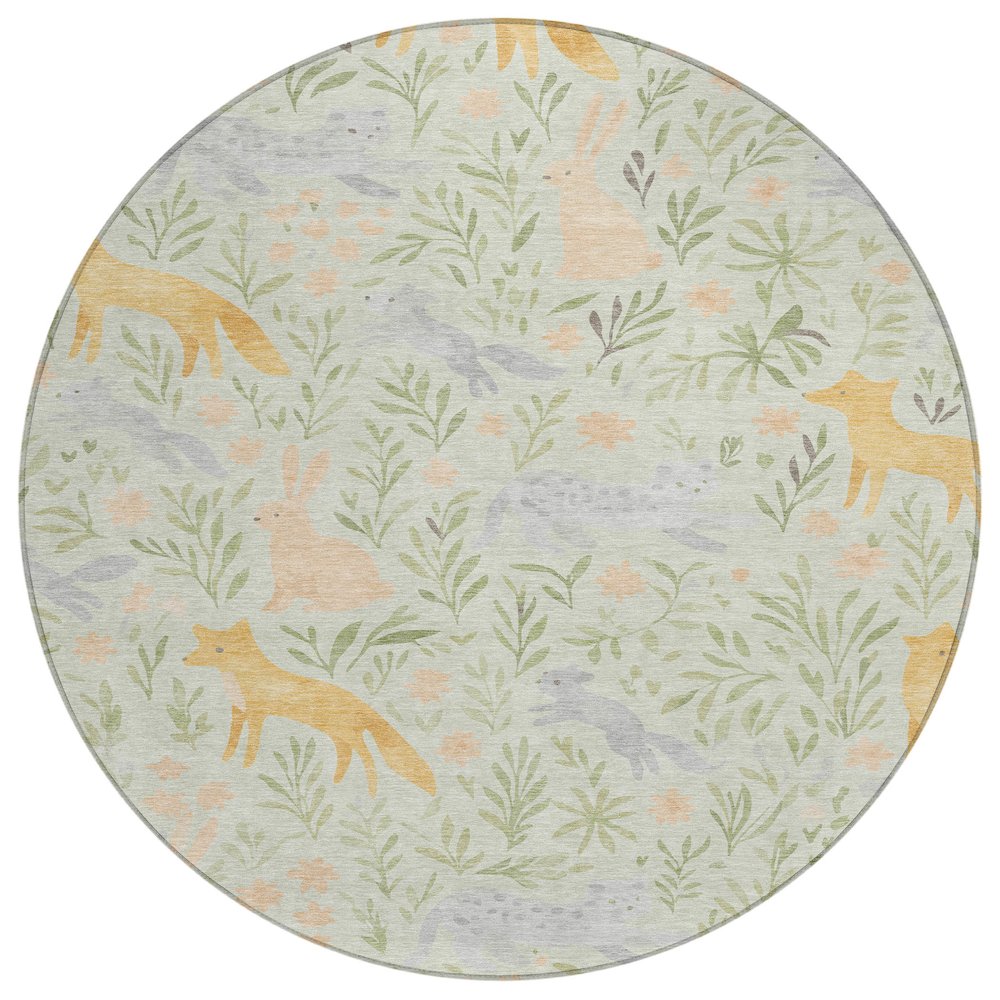 Machine Washable Indoor/Outdoor Chantille ACN2509 Green 8' x 8' Round Rug. Picture 1